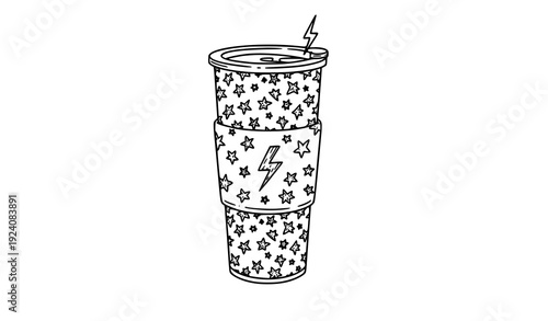 Takeaway paper coffee cups hand drawn doodle vector line art disposable cup illustration