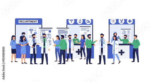 Healthcare Recruitment Fair: Doctors, Nurses, and Medical Professionals Explore Career Opportunities and Talent Acquisition in the Medical Industry