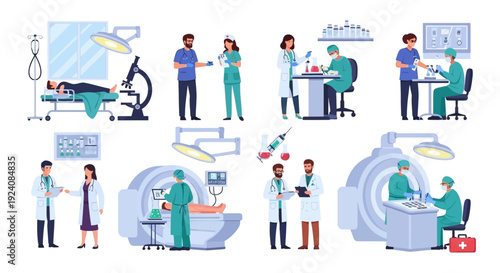 Medical Professionals & Healthcare Procedures: Doctors, Nurses, Patients, Lab Work, Diagnostics, Treatment