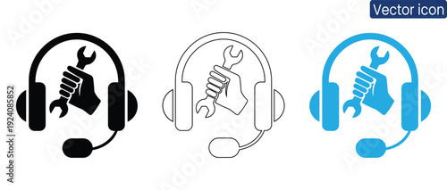 Professional support technician in headset ready to assist with technical issues