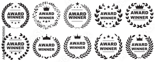 Laurel wreath element shiny, best player recognitions. PNG set icon.