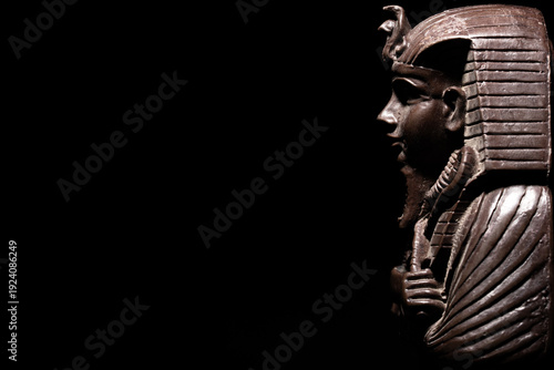 A historical egyptian sarcophagus with a mummy inside	