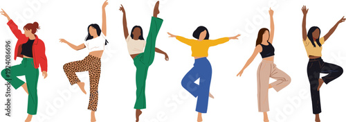 Silhouette of a Beautiful Woman Smelling a Flower Bouquet, Romantic Female Profile, Isolated Flat Art