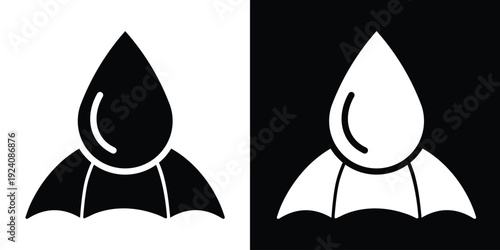 Keep dry packaging symbol featuring a large water droplet over a protective umbrella. Minimalist black and white vector icon for shipping labels and moisture-sensitive cargo handling instructions.