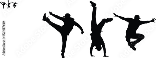 Breakdancer Silhouettes Performing Urban Hip Hop Dance Moves