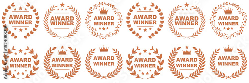 Award emblem realistic metallic bronze, best player recognitions. Vector set.