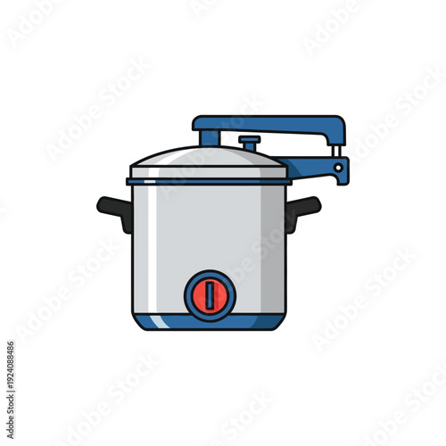 A stylized illustration of a coffee percolator with a blue handle and spout