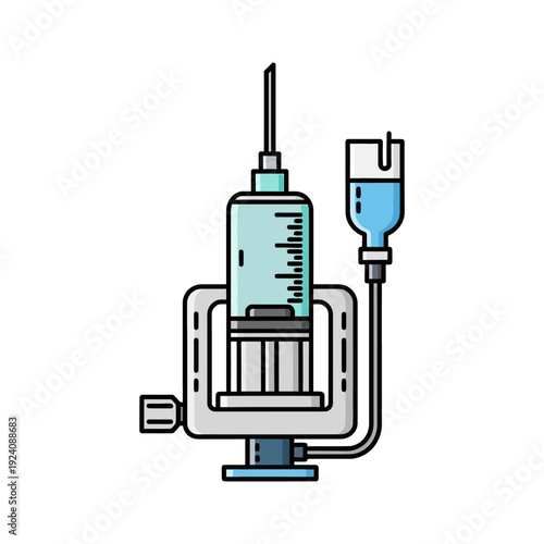Medical infusion pump with syringe and intravenous drip setup
