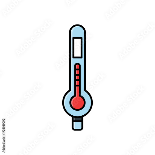 Illustration of a classic mercury thermometer showing a temperature reading around the mid-30s