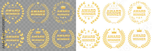 Award emblem vintage decorative, for success achievement and trophy. Vector set.