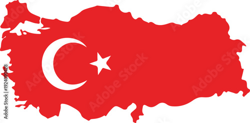 Turkey map with flag vector illustration flat design