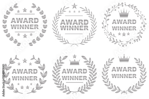 Award emblem realistic metallic bronze, on transparent background. Vector set.