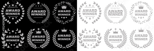 Triumph emblem realistic metallic bronze, for success achievement and trophy. Vector set.