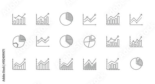 Growing bar graph icon set. Business graphs and charts icons. Statistics and analytics vector icon. Statistic and data, charts diagrams, money