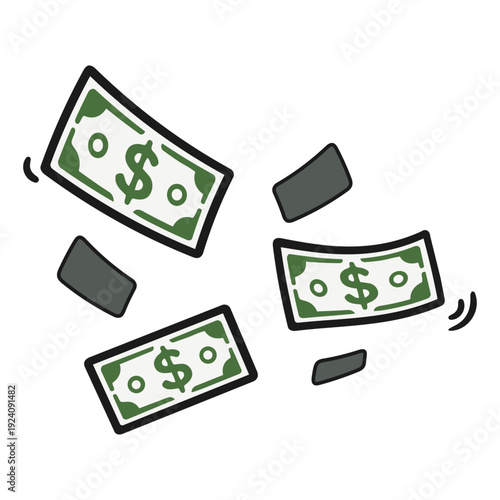 Hand Drawn Simple Money Icon – Flying Cash
