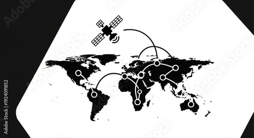 Global Satellite Network Connection Illustration.