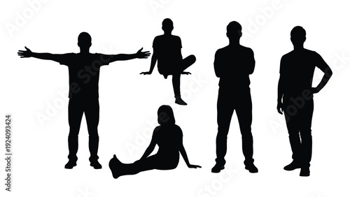 A group of people in different poses isolated on white background, Vector