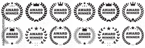 Branch emblem Roman style, for winner and champion ceremony. Vector set.