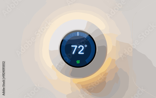 Smart Home Thermostat Illustration, Modern Digital Temperature Control Device Flat Vector Art