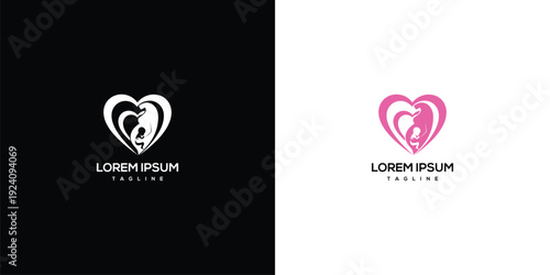 Mother and Baby Heart Logo Love Care Family Maternity Newborn.