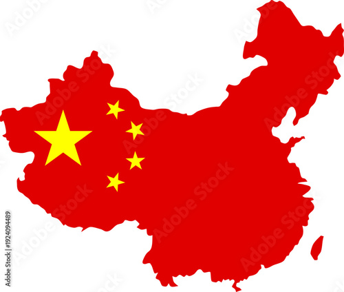 Map of China with Flag