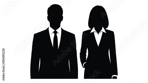A man and woman in business attire silhouettes isolated on white background, Vector