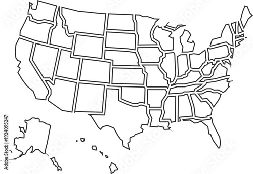 USA States Outline Map