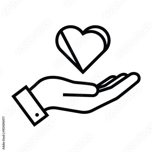 Hand holding heart symbol generosity and care concept