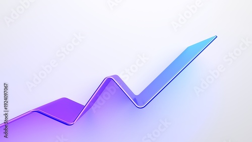 Cuadro en lienzo Abstract glass growth line moving up on a white background, 3d render