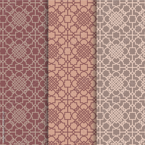 Set on Three Different Color Geometric Pattern.