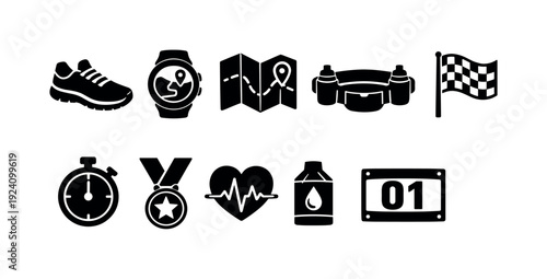 Dog silhouette icon set for pet lovers. Canine silhouettes in various poses