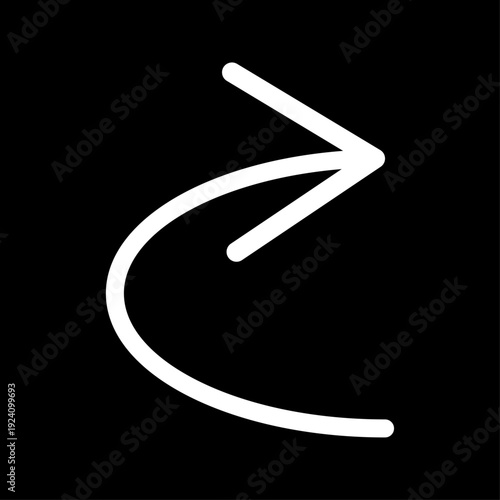 右上へ進むカーブ矢印アイコン 戻る・進むを表すシンプルなライン