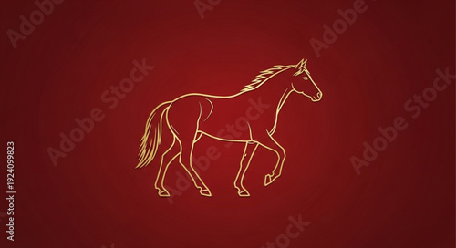 Elegant outline of a horse in motion on a red background.