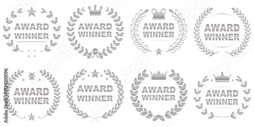 Laurel wreath badges flat silhouette, for sale and special offer promotion. Vector set.