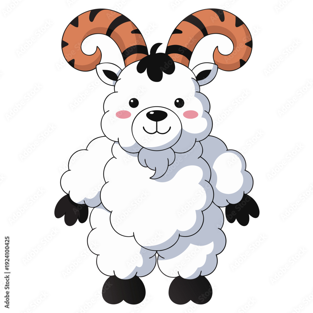 Fototapeta premium Cute Mountain Goat Cartoon Vector Illustration