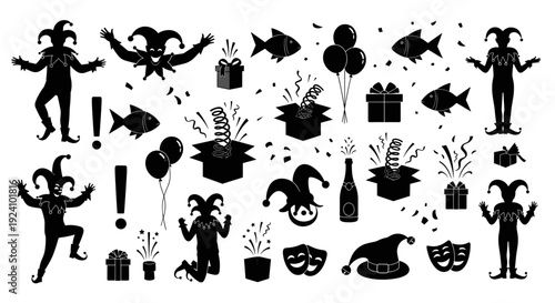 Collection of festive halloween icons and characters