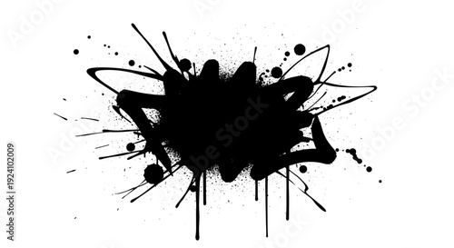 Abstract black ink splash on for artistic design