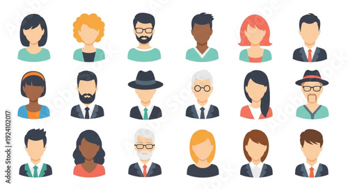 Diverse Group of People Avatars Representing Different Individuals.