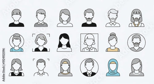 Diverse Group of People Avatars Representing Different Individuals.