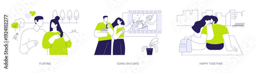 Students romantic relationship isolated cartoon vector illustrations se