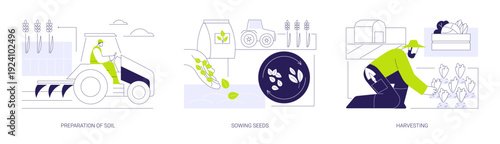 Cultivation of crops isolated cartoon vector illustrations se