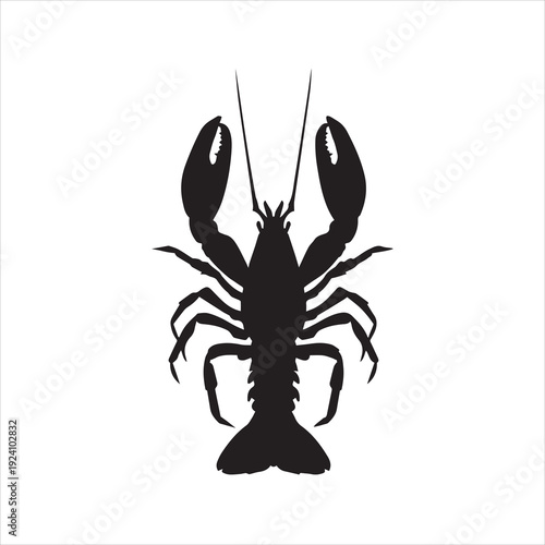 Lobster silhouette isolated on white background. Vector illustration