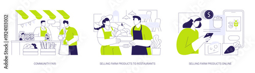 Farm products distribution isolated cartoon vector illustrations se