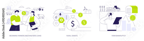 Farm loans isolated cartoon vector illustrations se