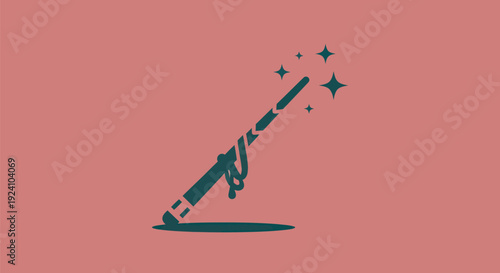 Magical wand illustration on pink background