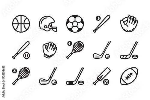 Professional sports equipment vector set for competition, training and athletic performance