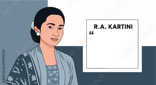 Portrait illustration of Indonesian woman with minimalist background, representing professionalism, identity, and cultural elegance