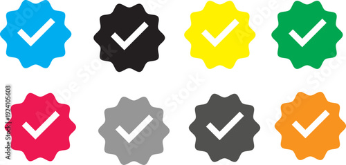 Colorful checkmark icons set