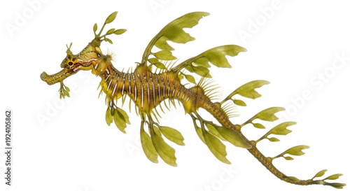 Принти на полотні Isolated leafy sea dragon animal, unique fish, golden seadragon in an interestin