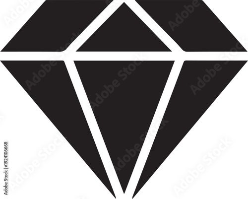 Black and white diamond shape with clean lines and geometric design icon